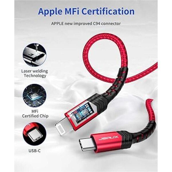 Cable USB C a Lightning de 6 pies JSAUX certificado por_3