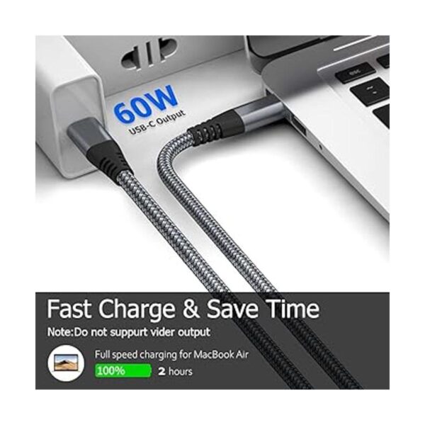 Cable USB C a USB C de 6 pies 60 W paquete de 3 cables_3