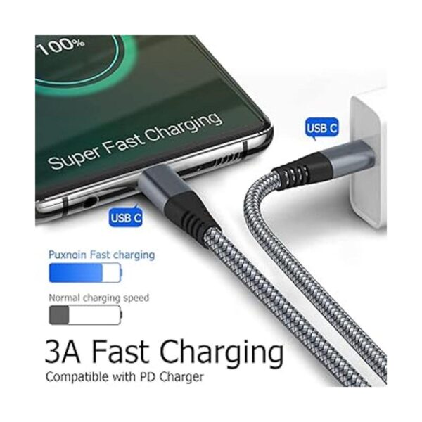 Cable USB C a USB C de 6 pies 60 W paquete de 3 cables_2