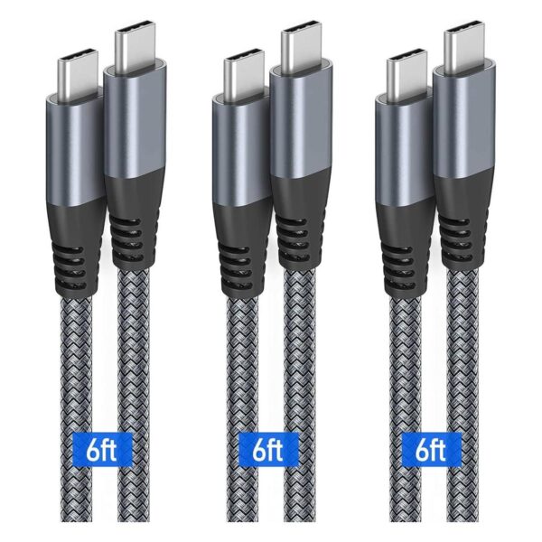 Cable USB C a USB C de 6 pies 60 W paquete de 3 cables_1