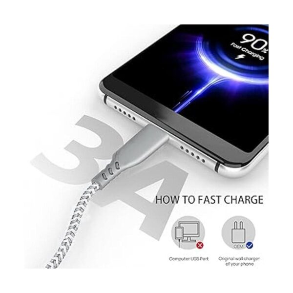 Cable USB C largo de carga rápida paquete de 3 cables de_2