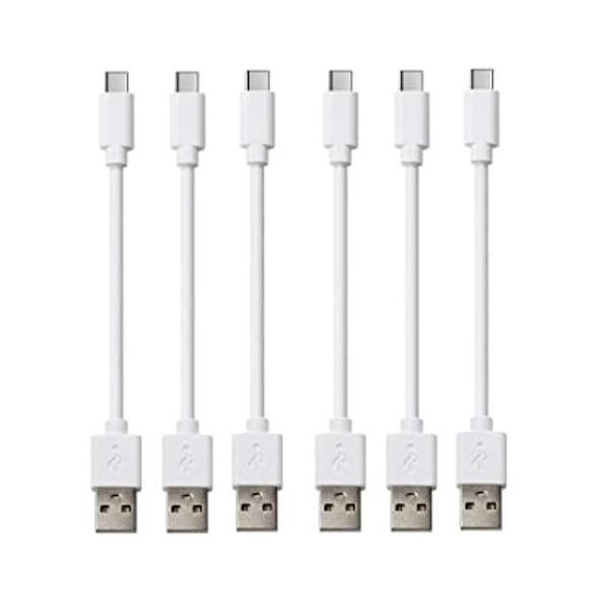 Cable USB tipo C corto blanco 6 unidades 1 pie cable