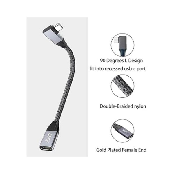 Cable alargador USB C macho a hembra de ángulo recto de 90_3