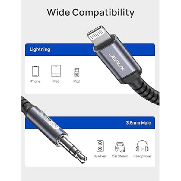 Cable auxiliar Lightning a 0.138 in de 6 pies JSAUX_2