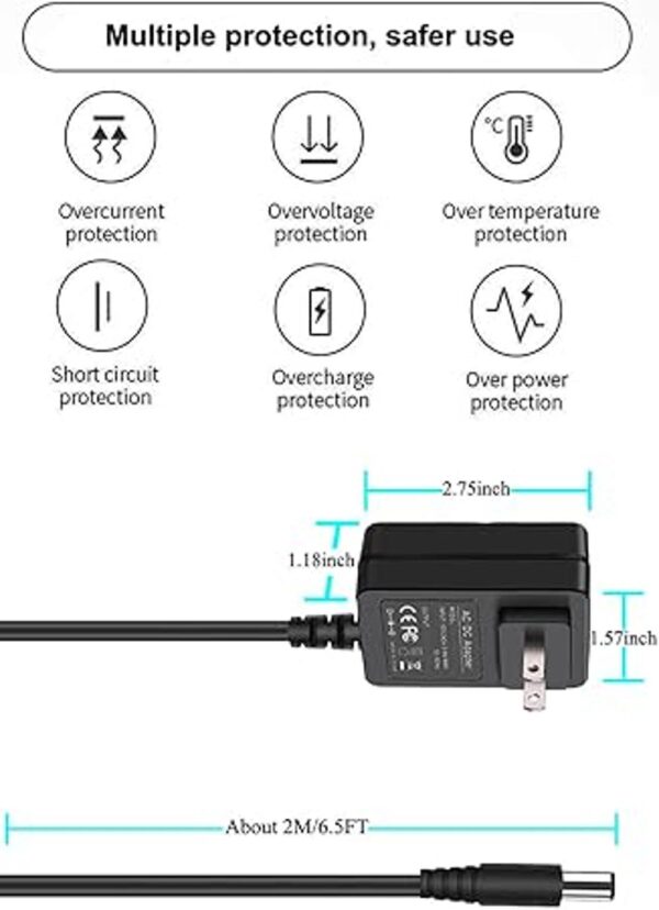 Cable de alimentación Crosley Record Player de 9 V y 2 A_5