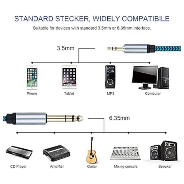 Cable de audio estéreo TRS de 0.138 in a 0.250 in para