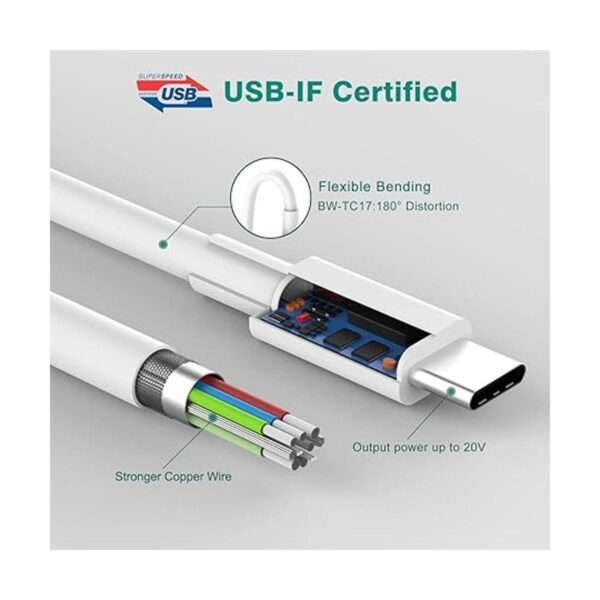 Cable de carga USB C a USB C de 10 pies cable compatible_6