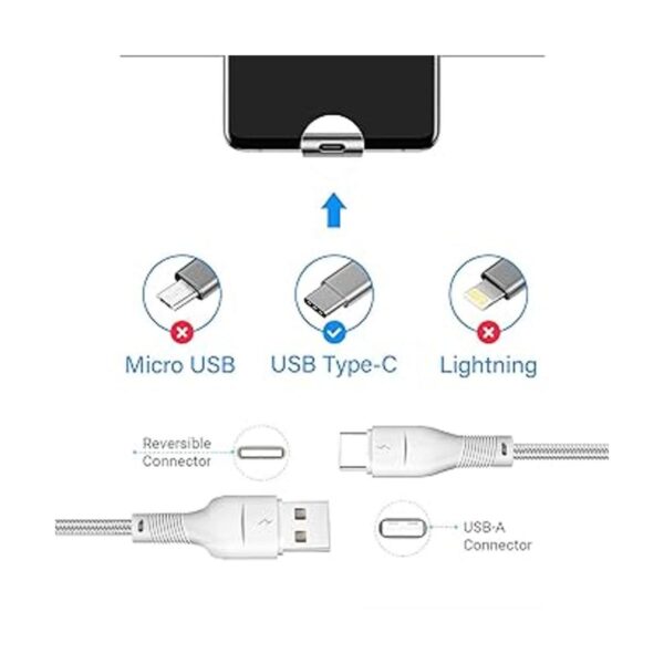 Cable de carga USB tipo C de 10 pies 6 pies de largo_4