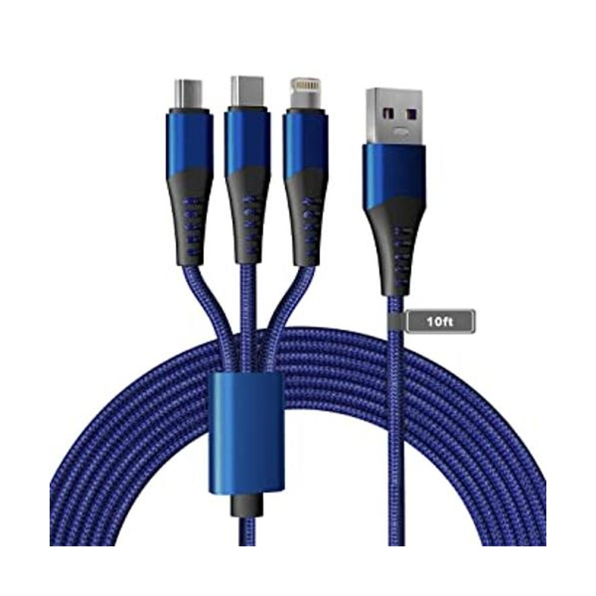 Cable de carga largo USB 3 en 1 cable de carga trenzado