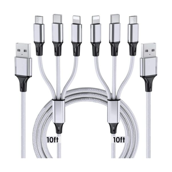 Cable de carga múltiple 10 pies paquete de 2 cables de_1