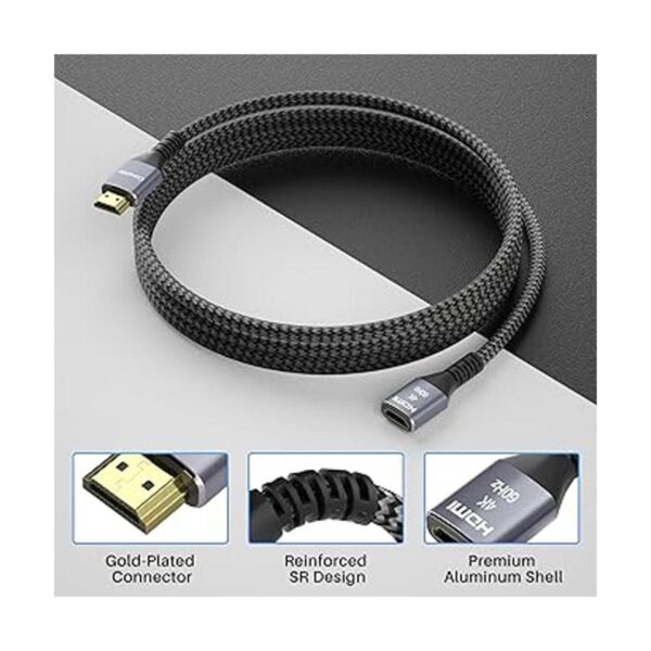 Cable de extensión HDMI corto 4K de 2 pies paquete de 2_2