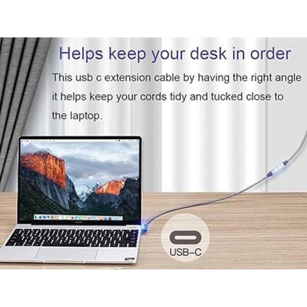 Cable de extensión USB C de 90 grados 6.6 pies de largo_2