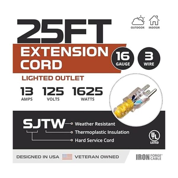 Cable de extensión amarillo de 25 pies 163 SJTW_2