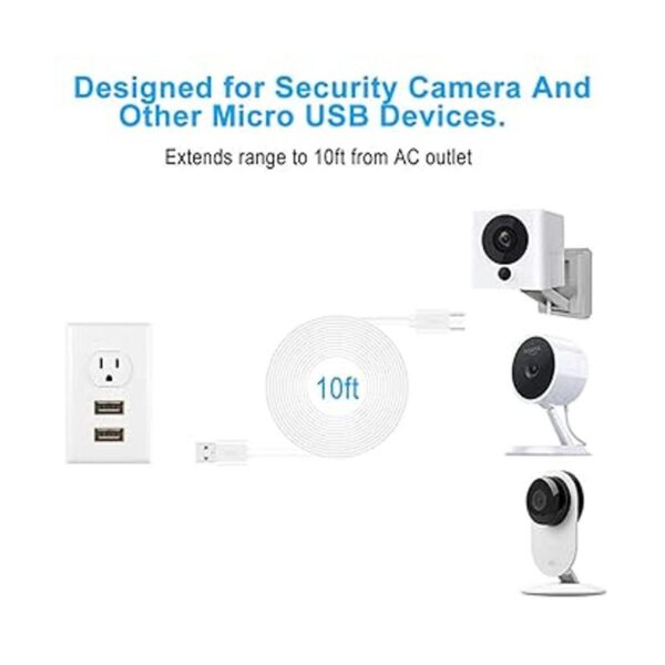 Cable de extensión de alimentación de 3 pies para Wyze Cam_2