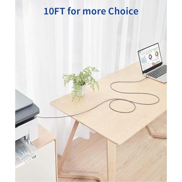 Cable de impresora USB B a USB C de 10 pies JSAUX USB C a