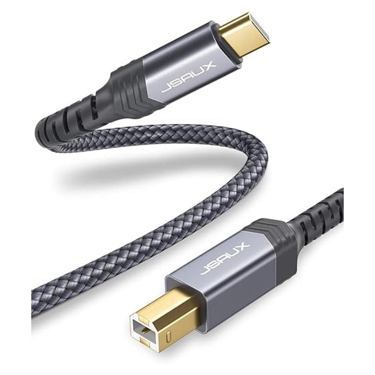 Cable de impresora USB B a USB C de 10 pies JSAUX USB C a