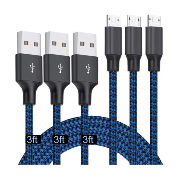 Cable micro USB de 3 pies paquete de 3 pies de nailon_1