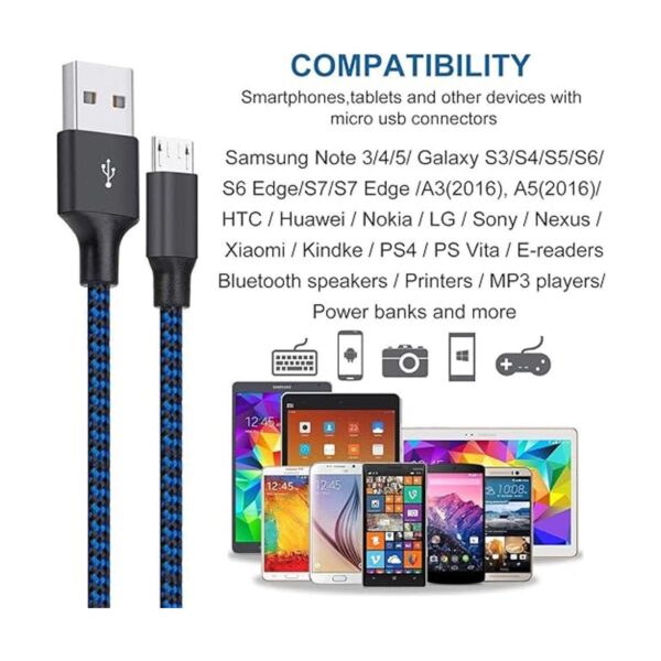 Cable micro USB de 3 pies paquete de 3 pies de nailon_2