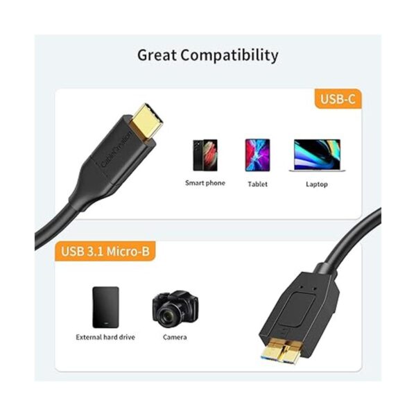 CableCreation Cable corto USB C para disco duro de 1 pie