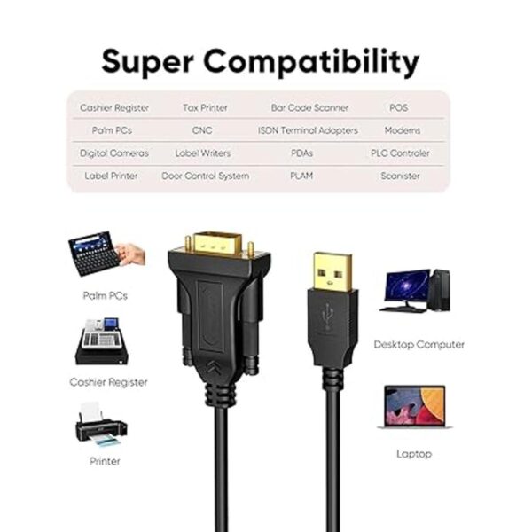 CableCreation Cable serie USB a RS232 de 3 M adaptador_3