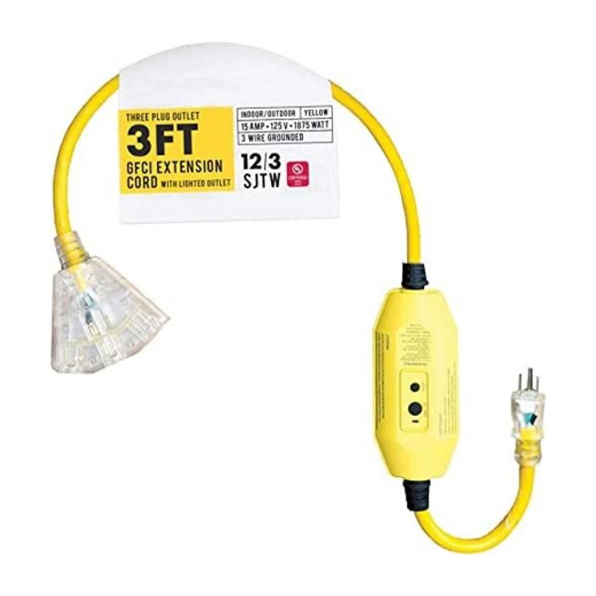 Cablectric Cable de extensión GFCI para exteriores de 3
