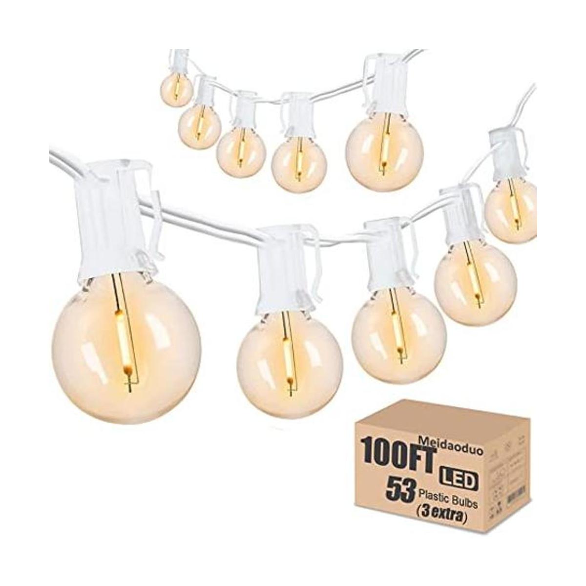 Cadena de luces LED para exteriores de 100 pies G40 con 53