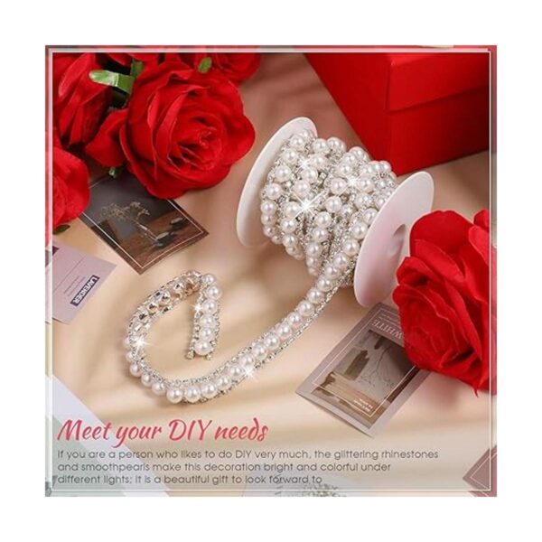 Cadena de diamantes de imitación de 2 yardas con perlas y