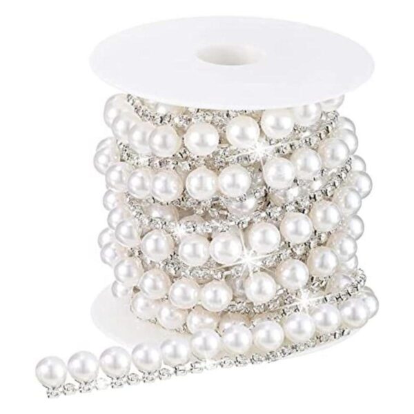 Cadena de diamantes de imitación de 2 yardas con perlas y