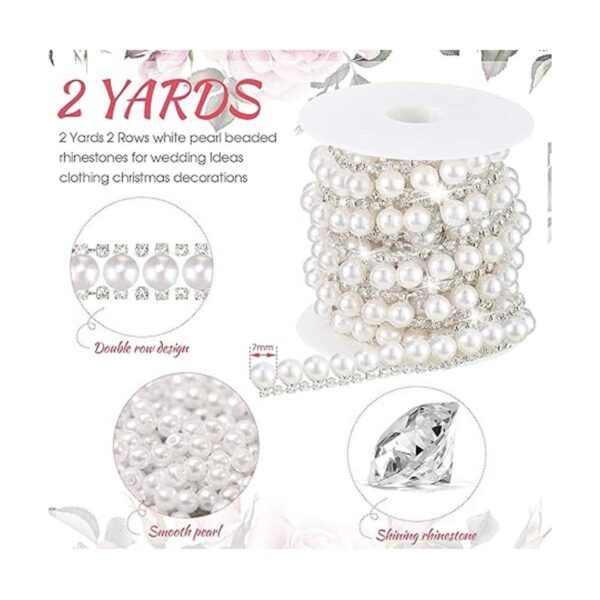 Cadena de diamantes de imitación de 2 yardas con perlas y