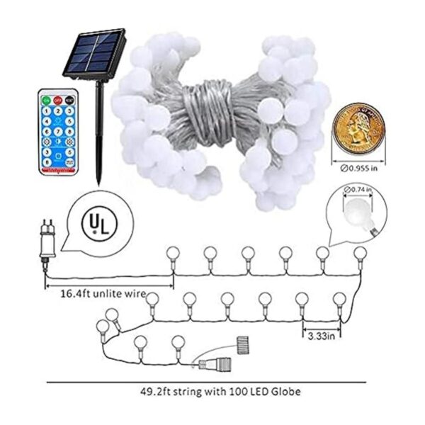Cadena de luces solares de globo de 49 pies 100 LED 8_2