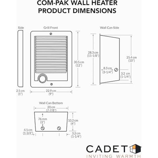 Cadet ComPak el calefactor para pared con termostato más_6