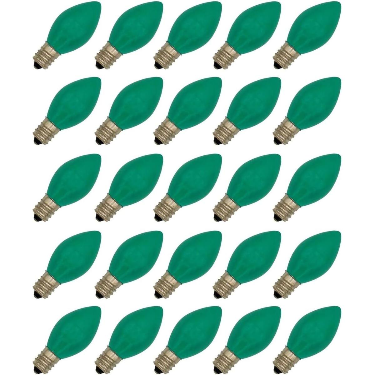Caja de 25 bombillas C7 combustión constante verde