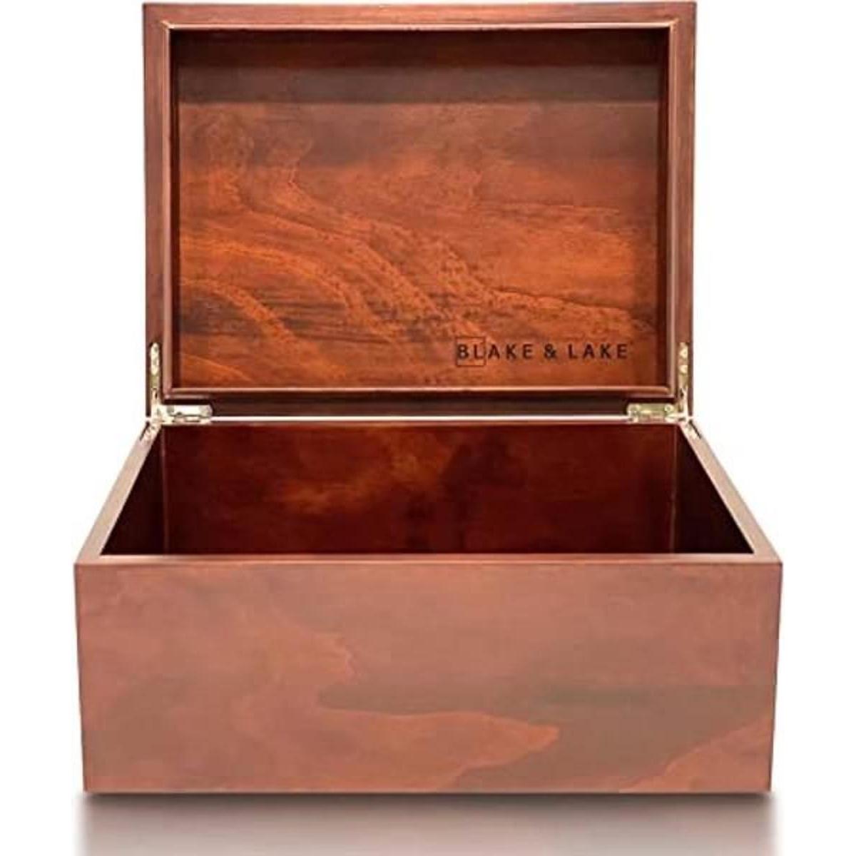 Caja de madera grande con tapa con bisagras caja de