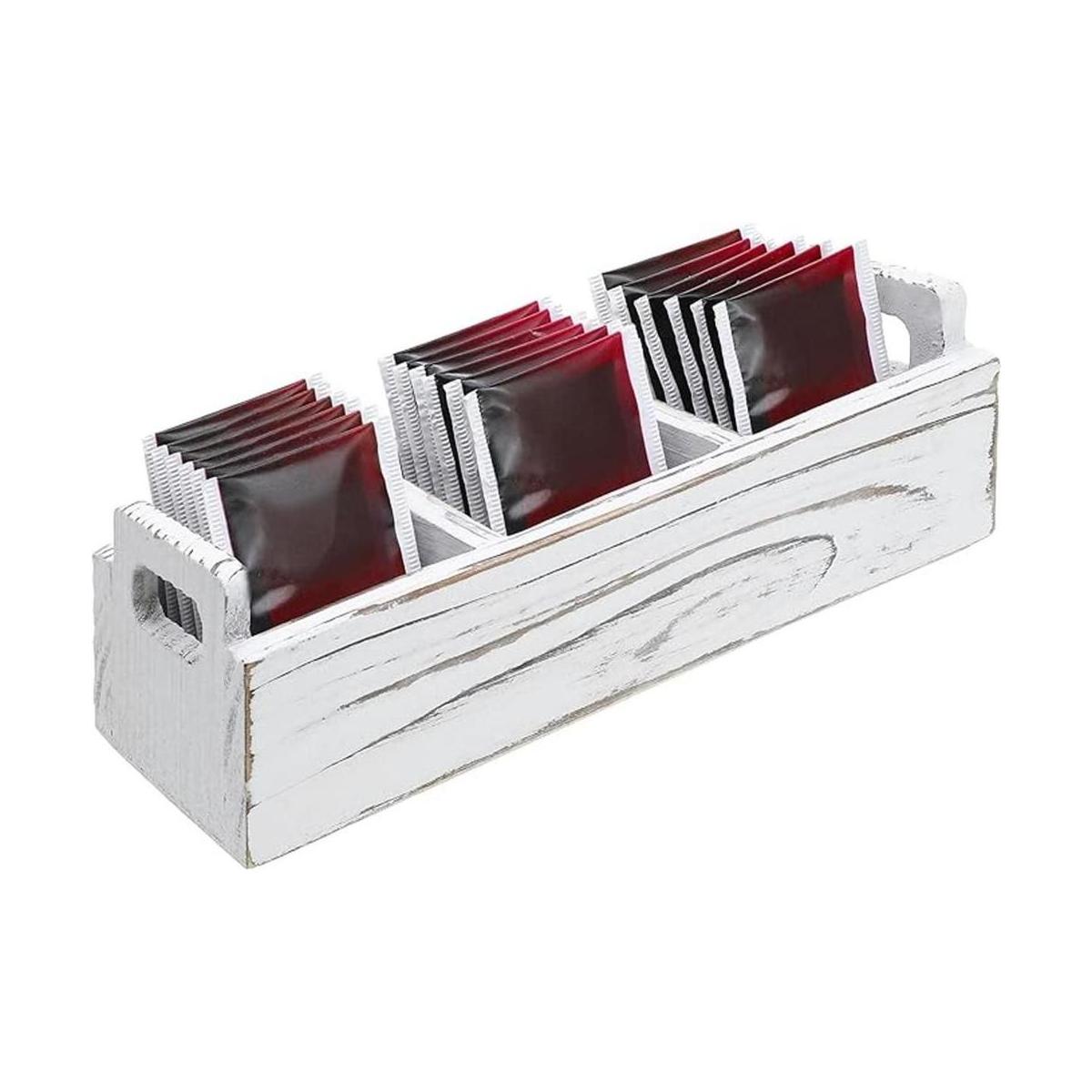 Caja de madera para bolsas de té bolsa de té blanqueada