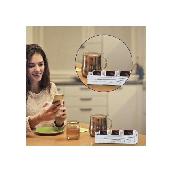 Caja de madera para bolsas de té bolsa de té blanqueada