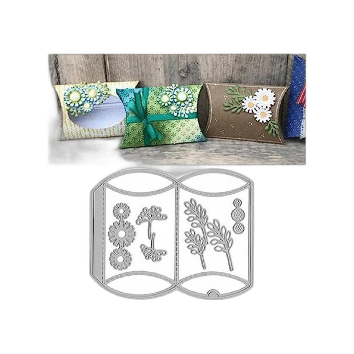 Caja de regalo con diseño de flores con troqueles de