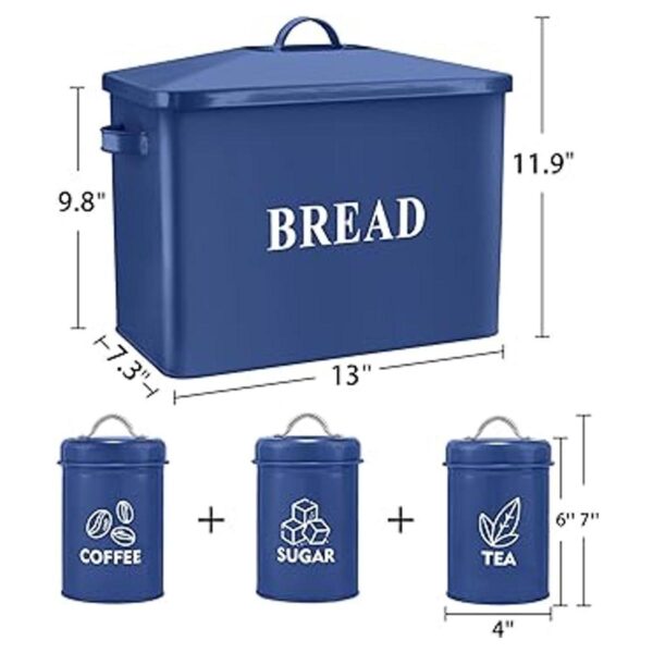 Caja de pan azul marino con juego de recipientes para
