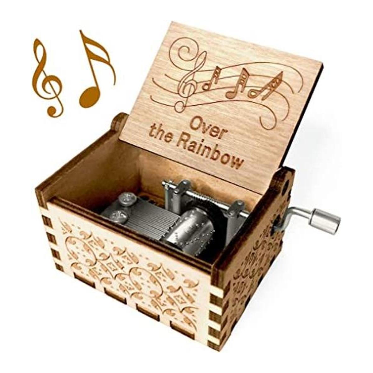 Caja de música sobre el arco iris cajas de madera