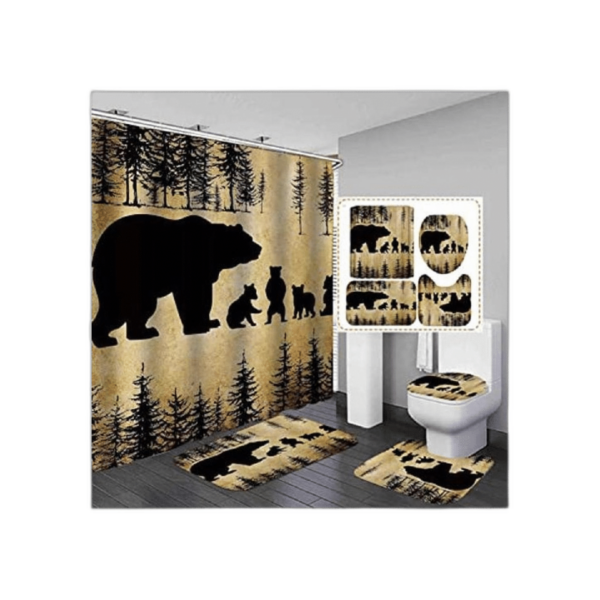 CamilleAndrew Juego de 4 cortinas de ducha de oso