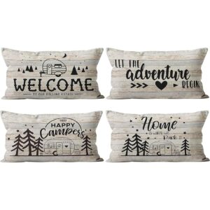 Camper Juego de 4 fundas de almohada de lino de madera_1