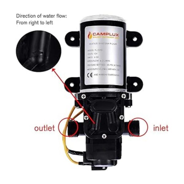 Camplux Bomba de agua de 12 V 65 PSI CC 1.6 GPM 6 LPM_2