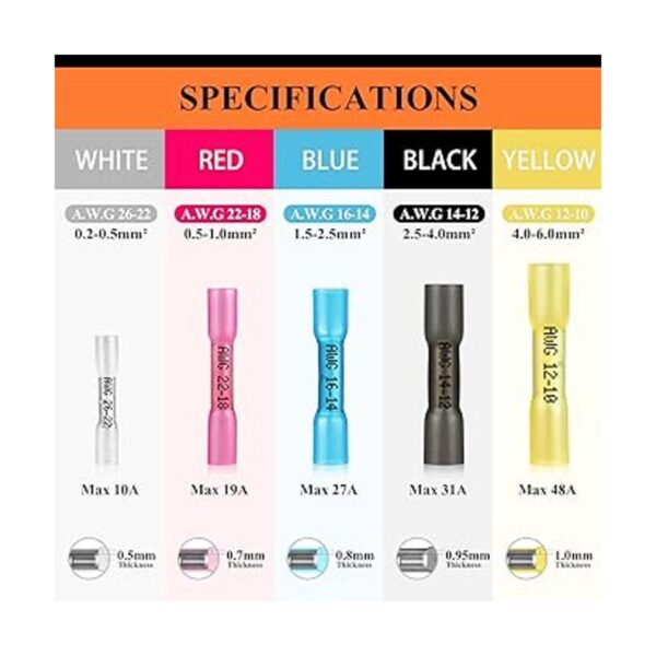 Camtek 525 conectores de tope termorretráctil color rojo_2