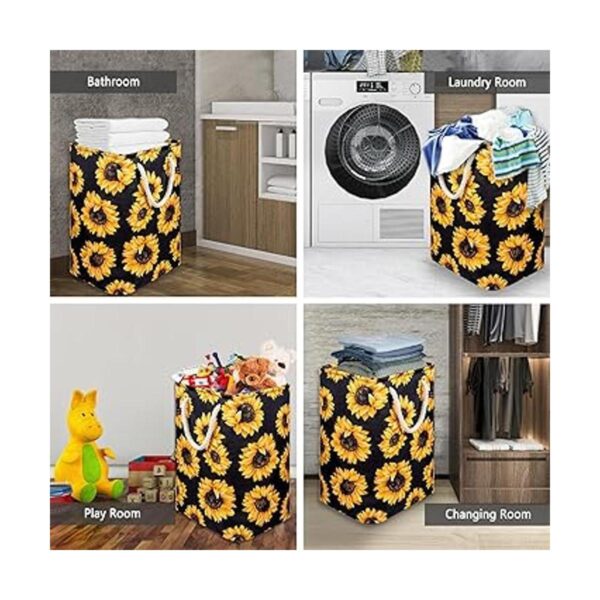 Canasta de lavandería con diseño de girasoles de sol