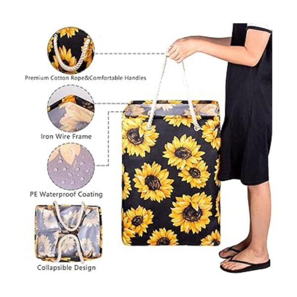 Canasta de lavandería con diseño de girasoles de sol