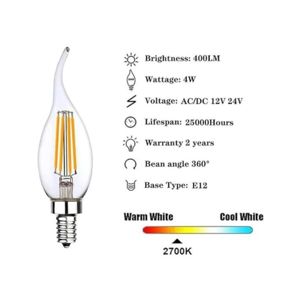 Candelabro de bajo voltaje de 12 V 24 V base E12_2