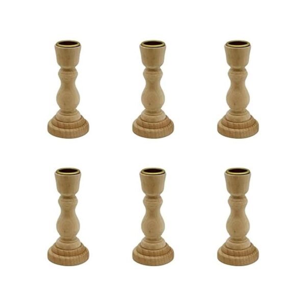 Candelabros de madera sin terminar de 4 pulgadas de alto_2