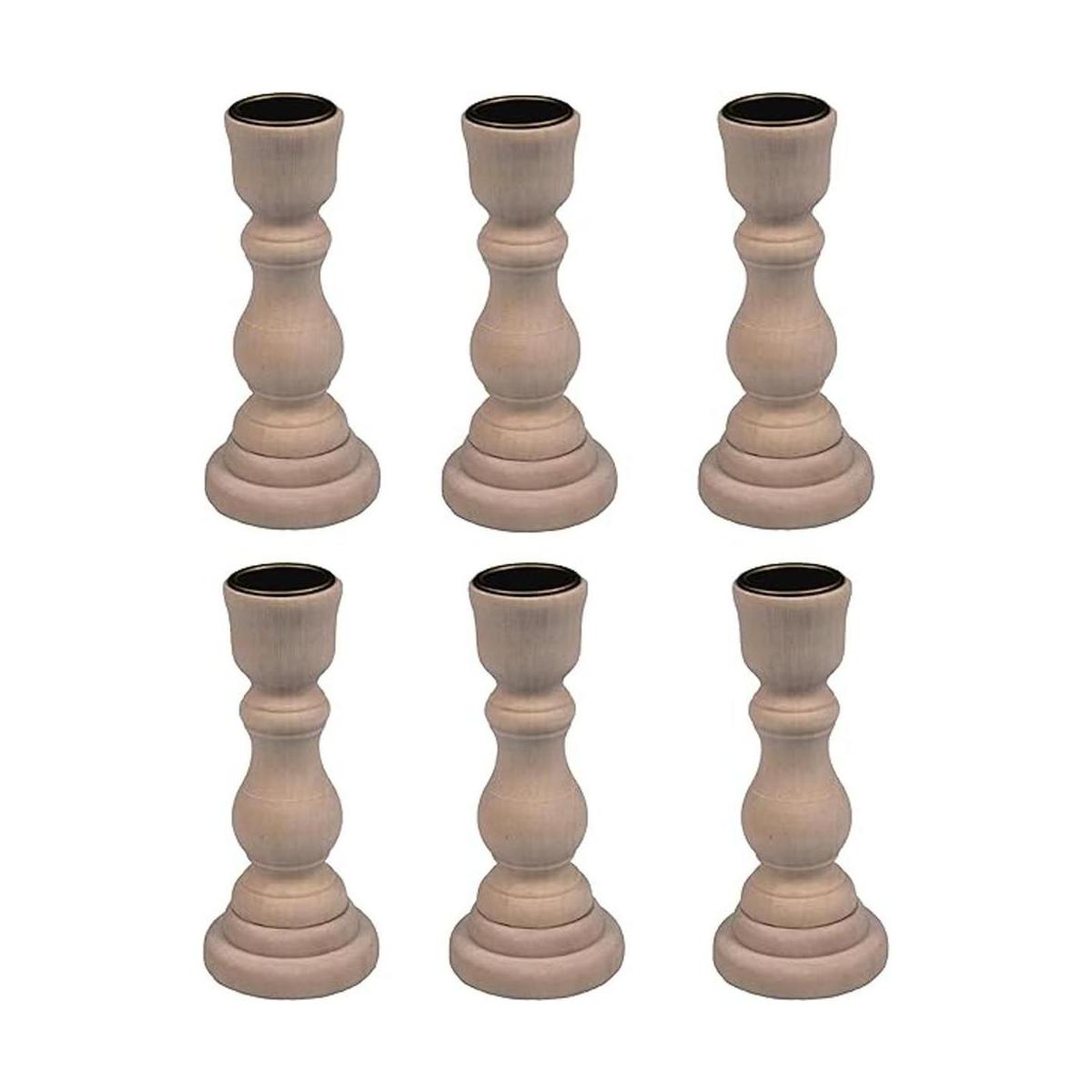 Candelabros de madera sin terminar de 4 pulgadas de alto