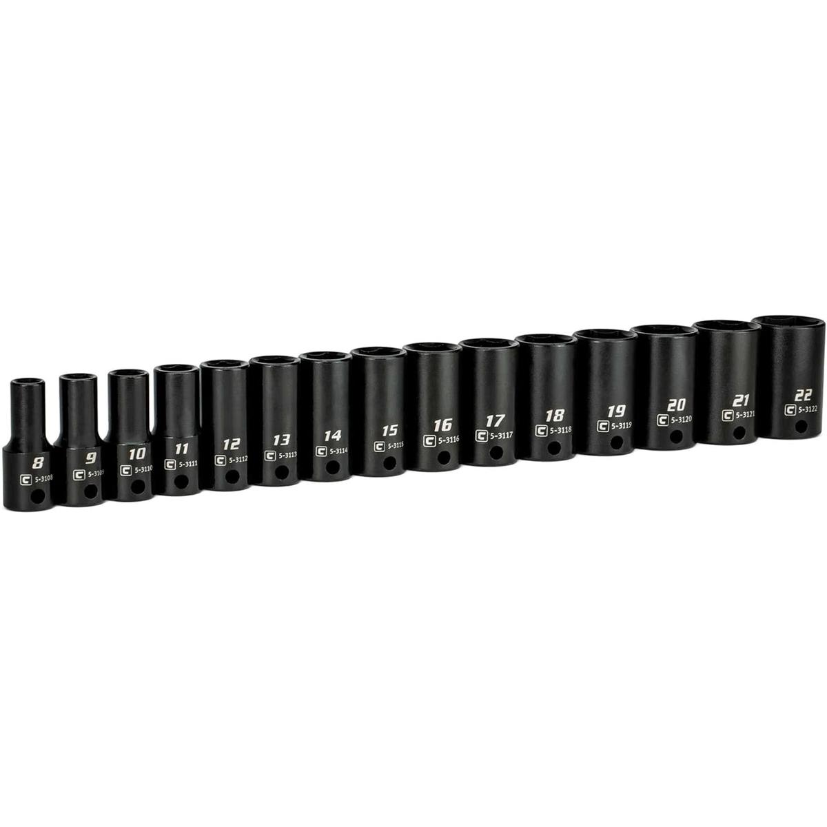Capri Tools Juego de enchufes de impacto semiprofundos de