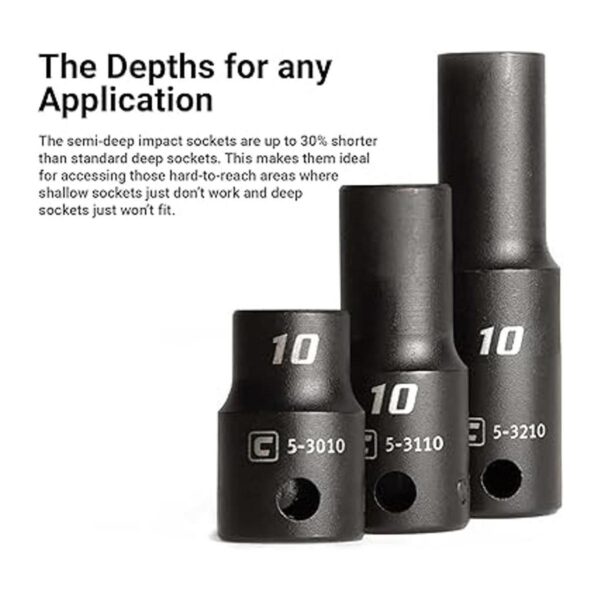 Capri Tools Juego de enchufes de impacto semiprofundos de
