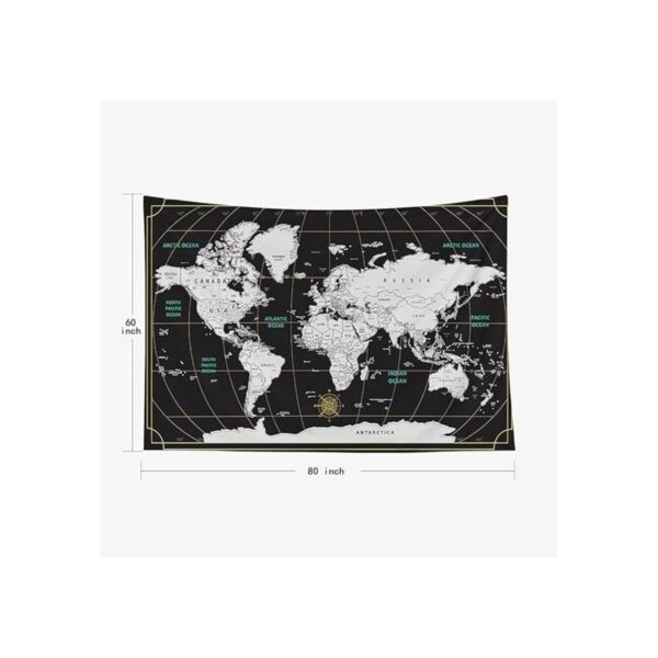 Capsceoll Tapiz de mapamundi con mapa azul grande para_4